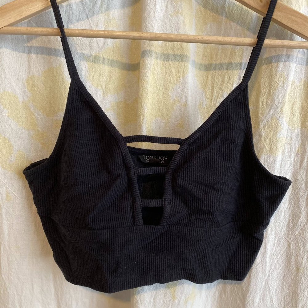 Black cut out crop top